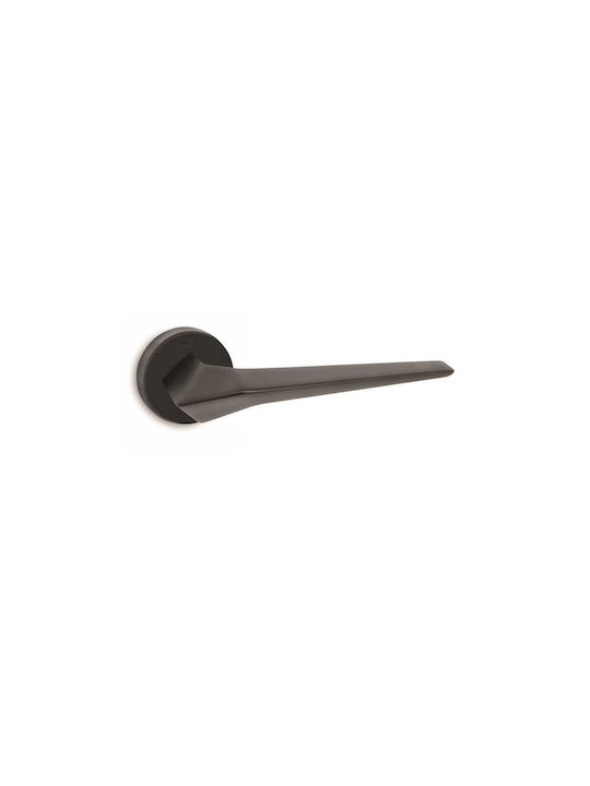 Convex Lever Middle Door with Rosette CO-2405-RO-RO-MAT-M Pair Black