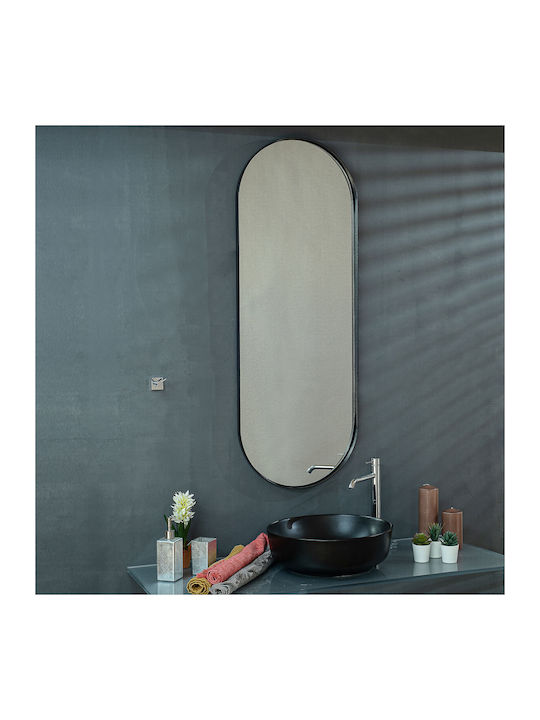 Oval Badezimmerspiegel LED Berührung aus Metall 45x125cm Orange
