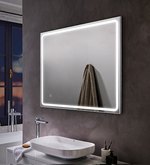 Ebir Iluminacion Rechteckiger Badezimmerspiegel LED Berührung 80x60cm
