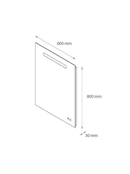 Ebir Iluminacion Oglindă de Baie Dreptunghiulară Lumini LED Atingere 60x80cm