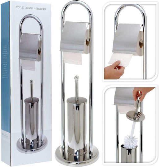 Excellent Houseware Bathroom Solutions Toilet Paper Brush Holder Badezimmer-Accessoire-Set Inox Silber 2Stück