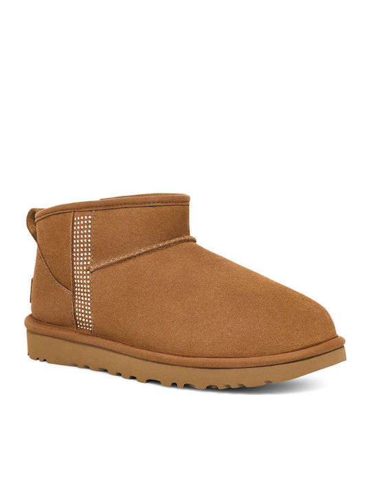 UGG Classic Ultra Mini Bling Ankle Boots Tabac Brown
