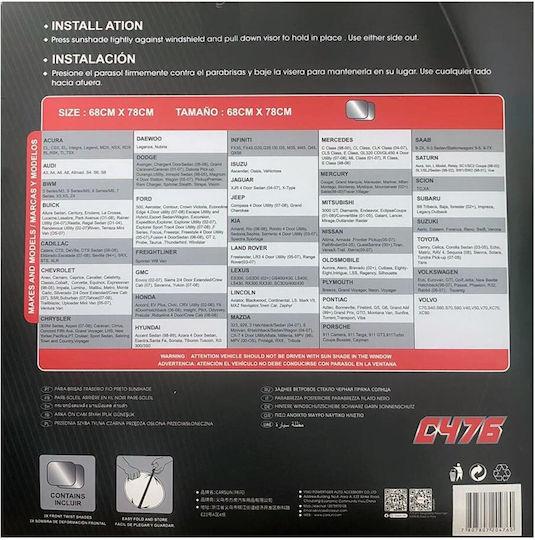 Carsun Parasolare Auto Interioare Pentru Parbriz 78x68cm 2 Bucăți
