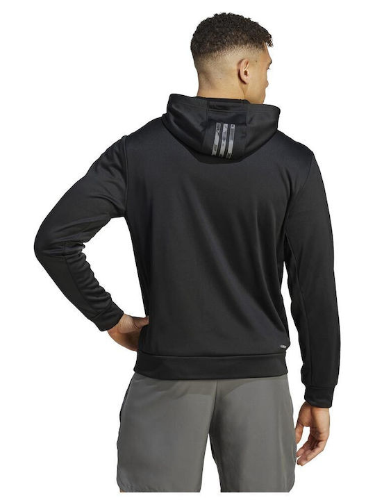 Adidas Train Essentials Fz Ja Men's Sweatshirt Jacket with Hood Black