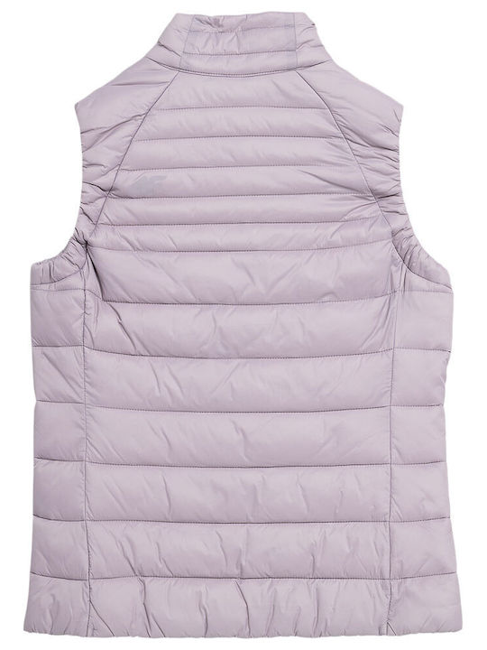 4F Women's Short Puffer Jacket for Spring or Autumn Purple