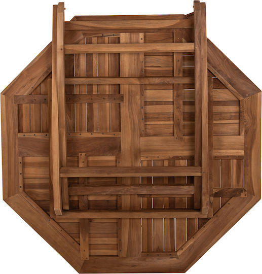 Outdoor Table Made of Teak Foldable Kendall Natural 120x120x75cm