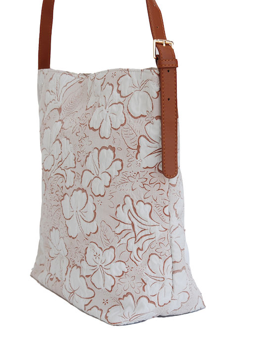 Vamore Floral Υφασμάτινη Ανοικτό Women's Bag Shoulder Beige