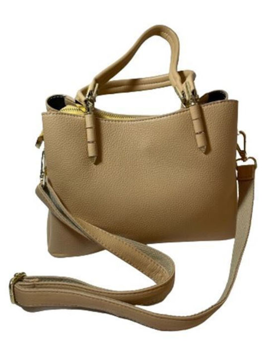 Leder Damentasche Rucksack Beige
