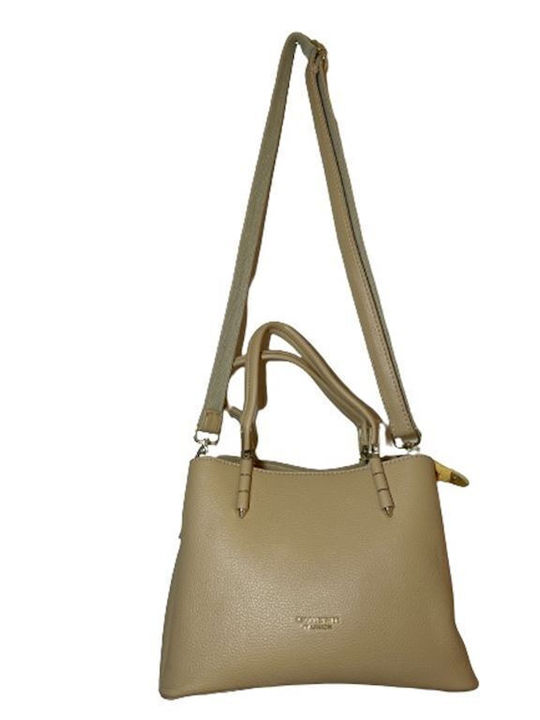 Leder Damentasche Rucksack Beige