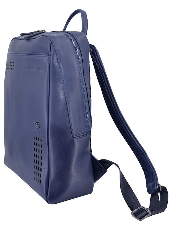 Leather Women's Bag Backpack Navy Blue