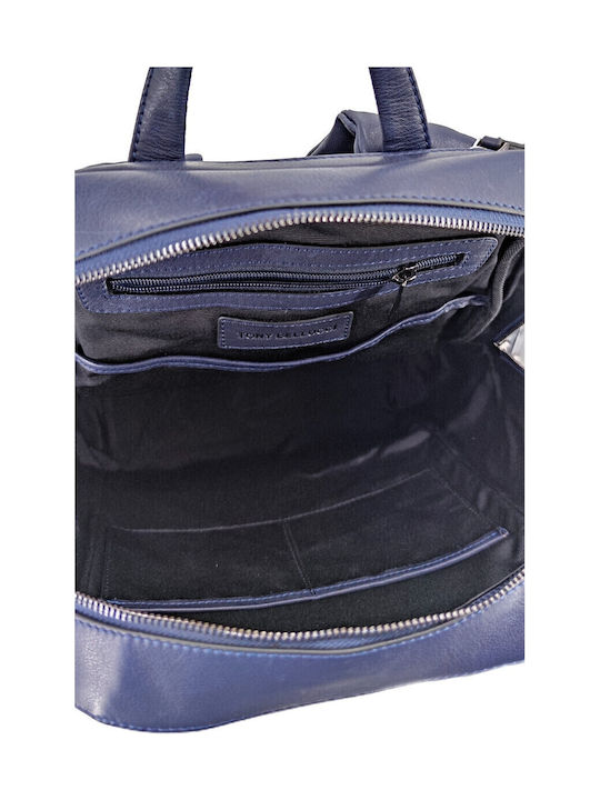 Leather Women's Bag Backpack Navy Blue