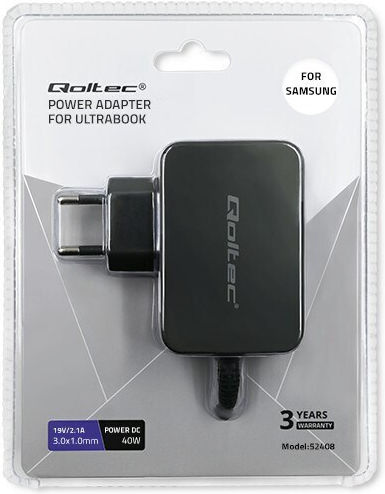Qoltec Laptop-Ladegerät 40W 19V 2.1A für Samsung mit abnehmbarem Netzkabel