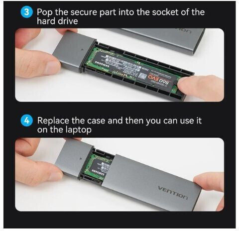Vention Case for Hard Drive M.2 SATA III with Connection Type-C Gray