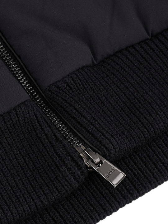 Men's Hooded Cardigan with Zipper Black