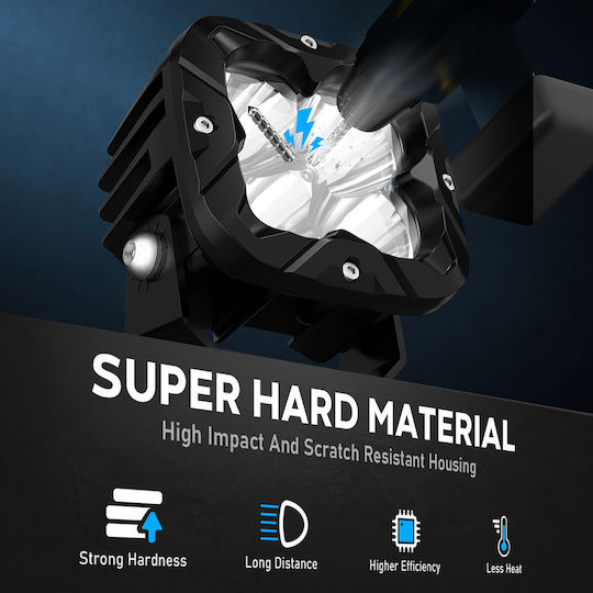 NovSight Square Waterproof Headlights Car LED 12V 12W 8.9cm with White Lighting 2pcs