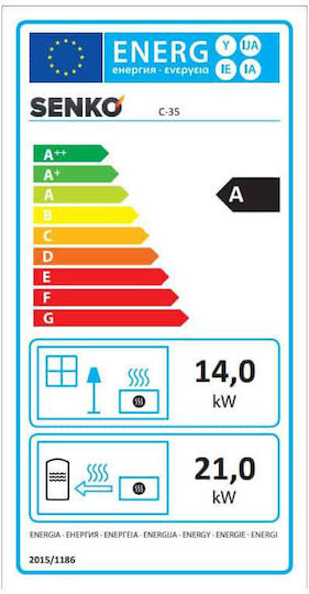 Senko C-35 Metalic Soba pe lemne Cuptor pe lemne cu Cuptor 35kW Gri