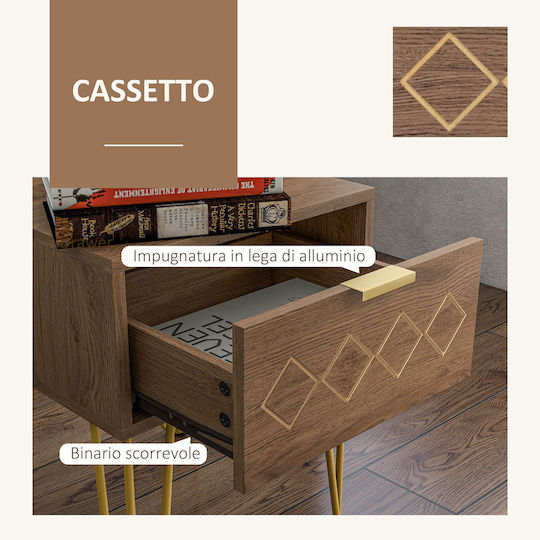 Bedside Tables Wooden with Metal Legs Brown 2 Pieces 39.5x41x49cm