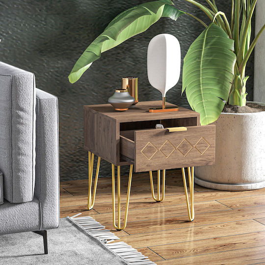 Bedside Tables Wooden with Metal Legs Brown 2 Pieces 39.5x41x49cm
