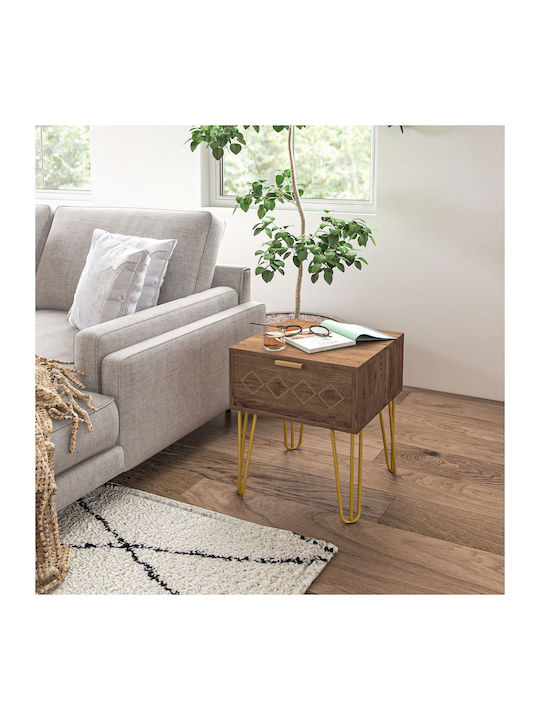 Bedside Tables Wooden with Metal Legs Brown 2 Pieces 39.5x41x49cm
