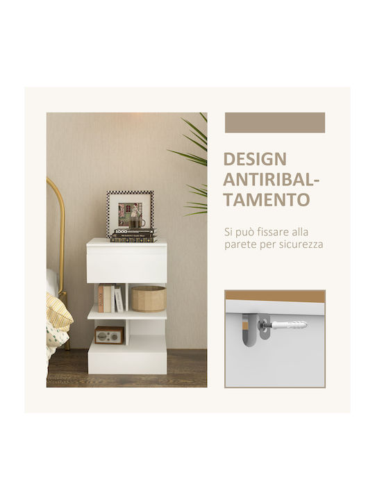 Wooden Bedside Table White 39x39x65cm