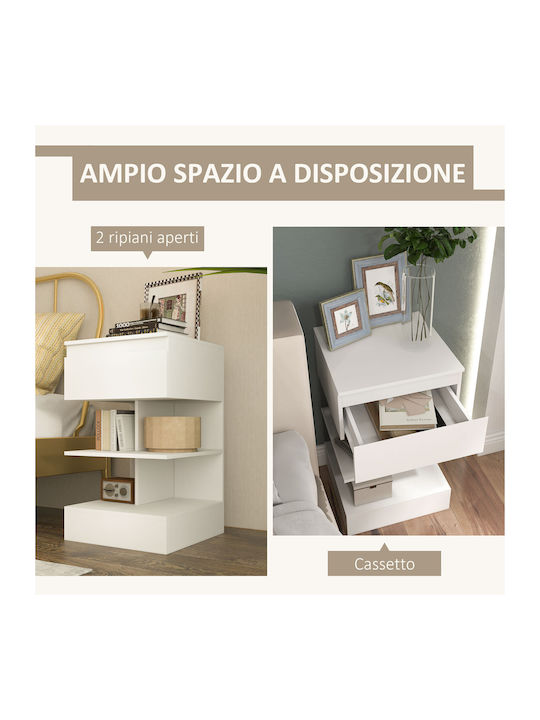 Wooden Bedside Table White 39x39x65cm