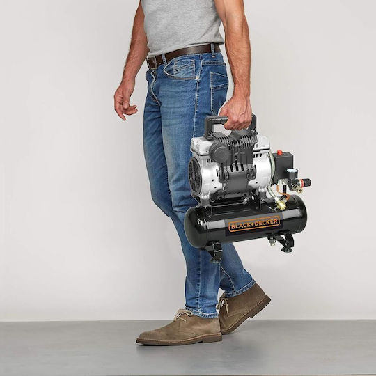 Black & Decker BD100/6-ST Μονοφασικό Κομπρεσέρ Αέρος 59dB με Ισχύ 1.5hp και Αεροφυλάκιο 6lt