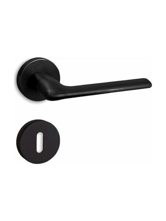 Convex Lever Front Door with Rosette 1485 1485RAYS19S19 Pair with Rosette Black