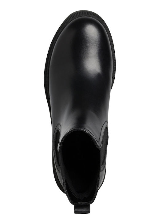 Leder Damen Chelsea Stiefeletten mit mittlerem Absatz Schwarz