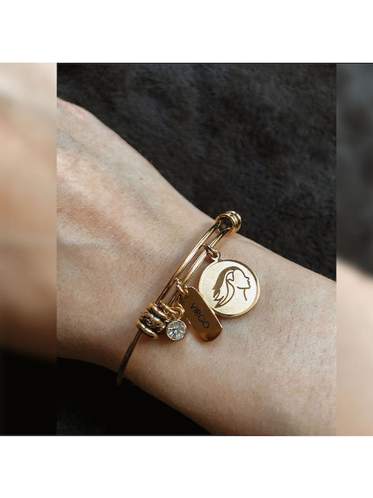 Natalie Gersa Bracelet Zodiac Virgo 'παρθένος' Women's Bracelet Handcuffs from Stainless Steel Gold Plated 21cm