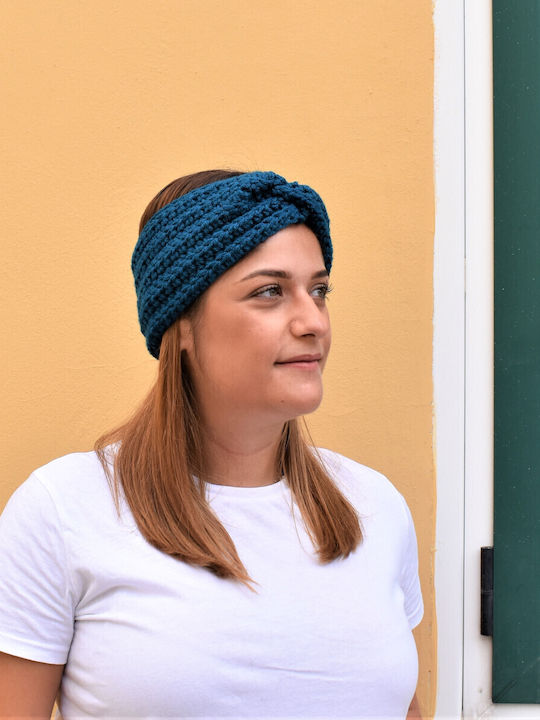 Γυναικείο Headband με Rib Πλέξη σε Μπλε χρώμα