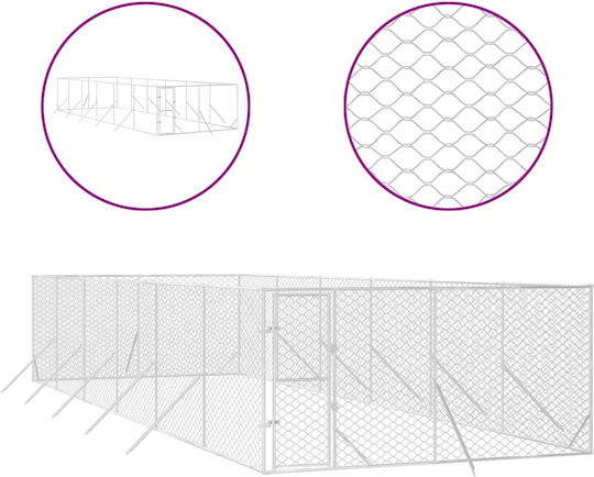 vidaXL Парк за Кучета от Метал в Сребрист Цвят 400 x 12 x 200см.