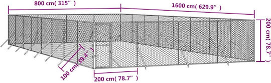 vidaXL Metallic Dog Park 800x16x200cm Silver
