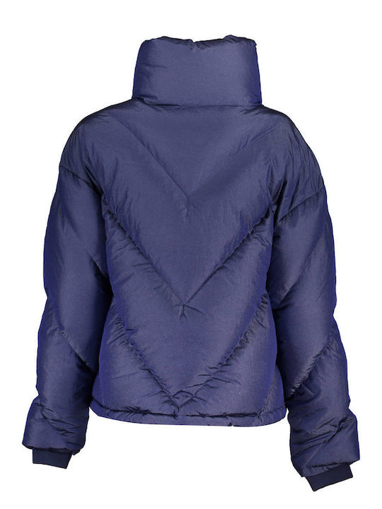 K-Way Women's Short Puffer Jacket for Spring or Autumn Blue