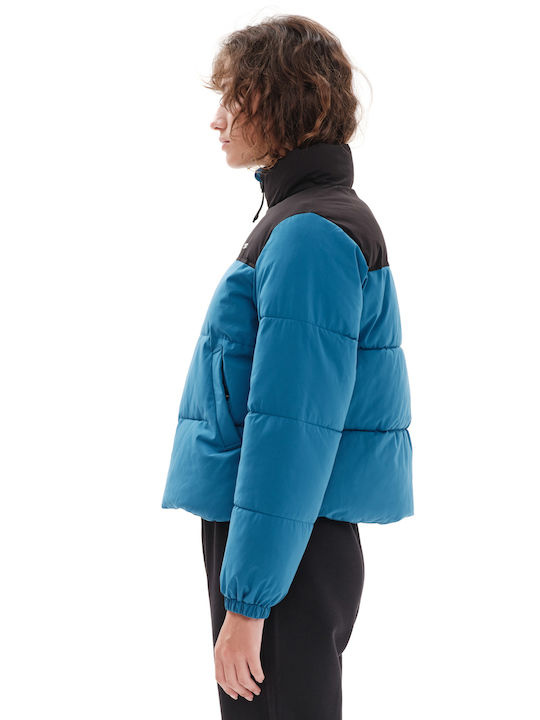 Jachetă Dama Puffer Scurtă Pentru Iarnă Albastră