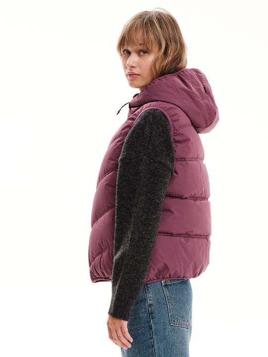 Kurz Damen Ärmellos Puffer Jacke Lila