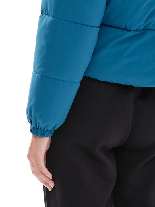 Jachetă Dama Puffer Scurtă Pentru Iarnă Albastră