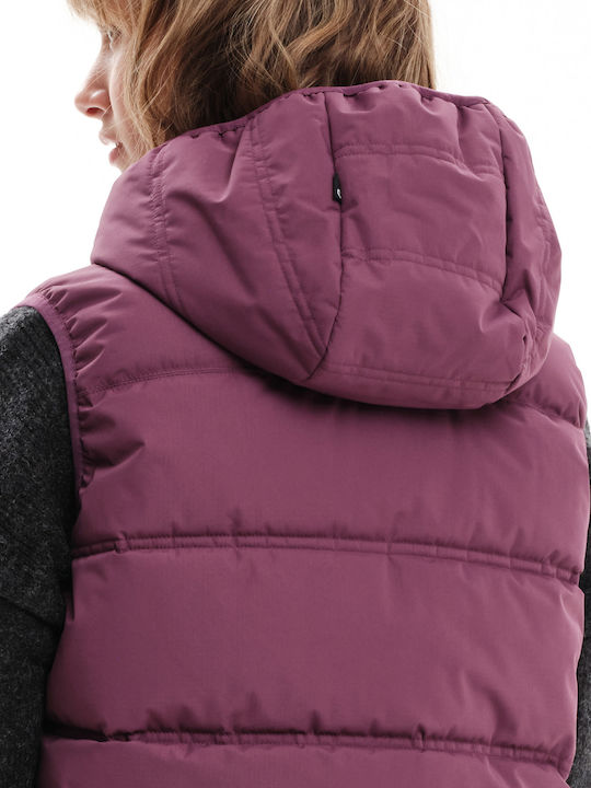 Kurz Damen Ärmellos Puffer Jacke Lila
