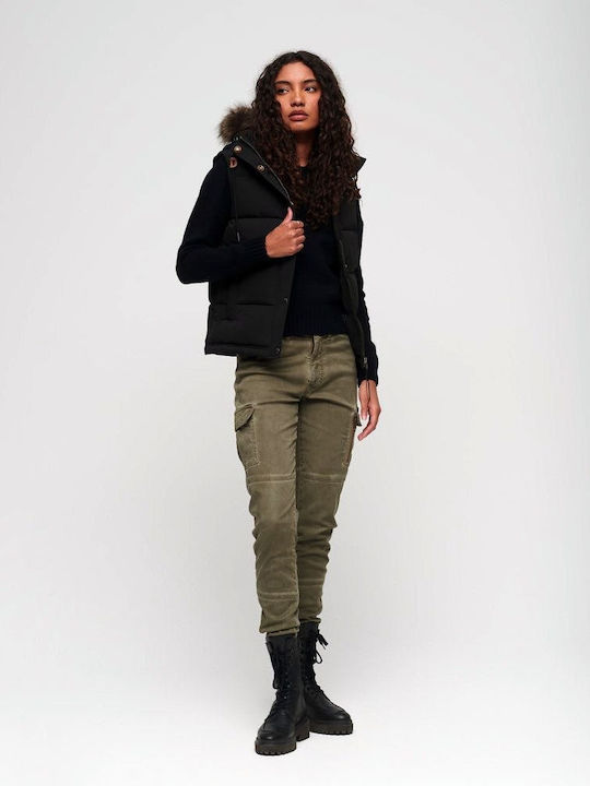 D3 Ovin Everest Faux Women's Short Puffer Jacket for Winter Black