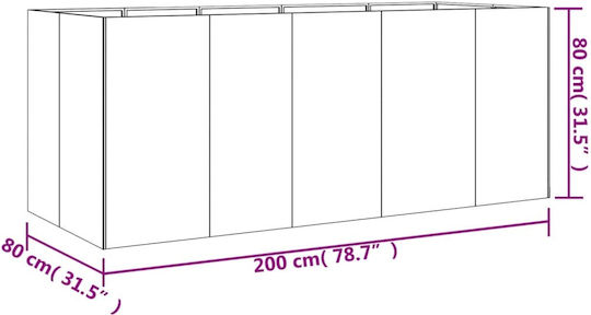 vidaXL Ζαρντινιέρα Μεταλλική Καφέ 200x80x80εκ.