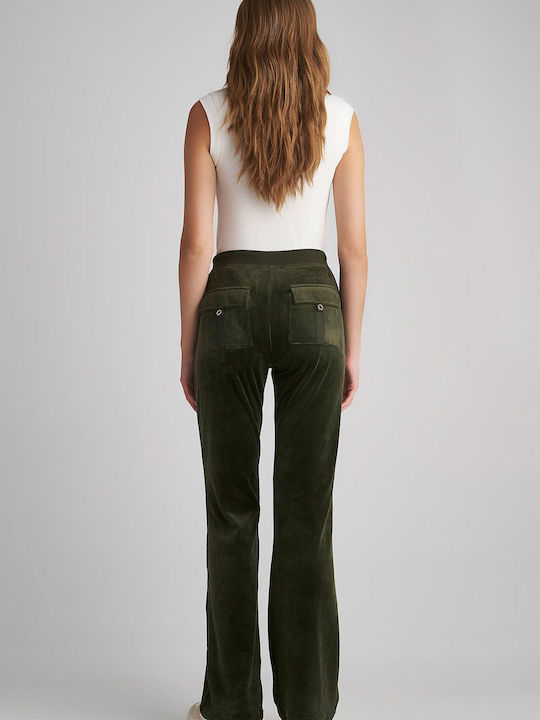 SugarFree Women's Flared Sweatpants Green Velvet