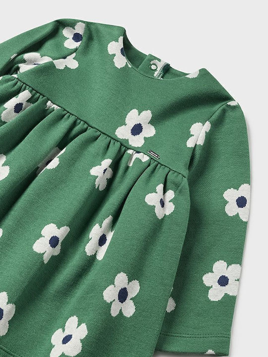 Flowers Rochie pentru Copii Mânecă lungă Verde