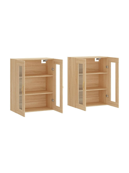Wand Wohnzimmer Vitrine aus Spanplatte mit Glas Coffee 69.5x34x90cm