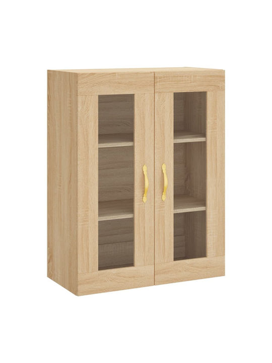 Wand Wohnzimmer Vitrine aus Spanplatte mit Glas Coffee 69.5x34x90cm