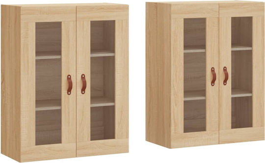 Wand Wohnzimmer Vitrine aus Spanplatte mit Glas 69.5x34x90cm