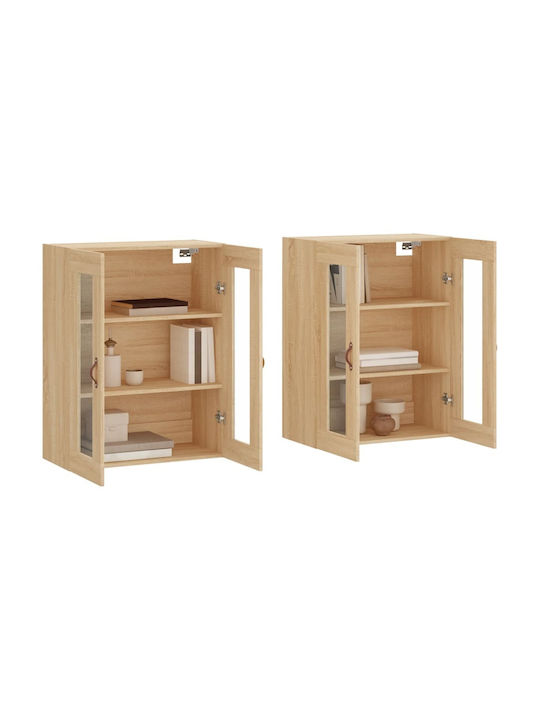 Wall Living Room Display Cabinet made of Particleboard with Glass Coffee 69.5x34x90cm