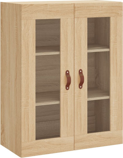 Wall Living Room Display Cabinet made of Particleboard with Glass Coffee 69.5x34x90cm