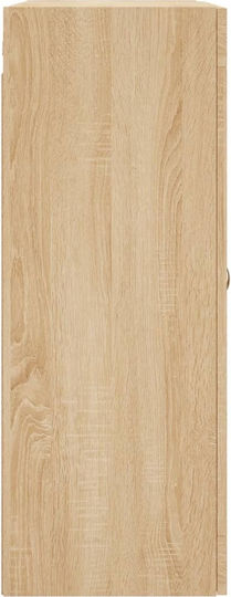 Wall Living Room Display Cabinet made of Particleboard with Glass Coffee 69.5x34x90cm