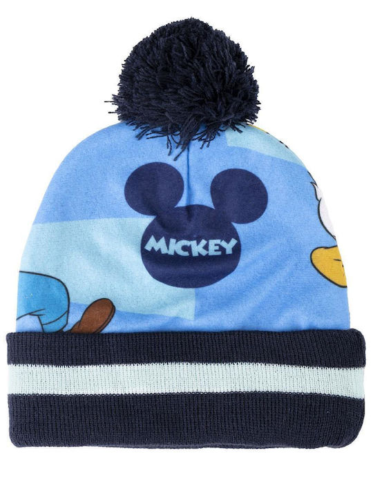 Mickey Mouse Σετ Παιδικό Σκουφάκι με Γάντια Πλεκτό Μπλε