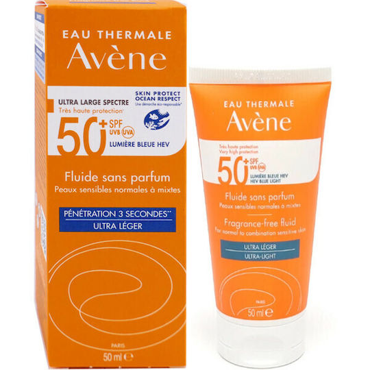 Eau Thermale Avène Fluide Solaire Sans Parfum Αντηλιακή Κρέμα Προσώπου SPF50 50ml