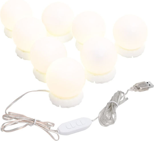 vidaXL Wandspiegel Oval mit Silber Kunststoff Rahmen & LED Beleuchtung 40x15cm 1Stück